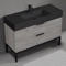 Modern Bathroom Vanity With Black Sink, Floor Standing, 48